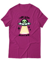 T-Shirt Αντρικό - Aliens Believe In Me - Color Thumbnail Φουξια