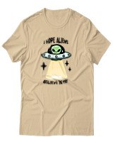 T-Shirt Αντρικό - Aliens Believe In Me - Color Thumbnail Μπεζ