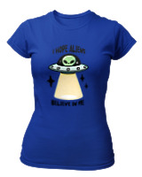 T-Shirt Στενή Γραμμή Γυναικείο - Aliens Believe In Me - Color Thumbnail Μπλε Ρουά