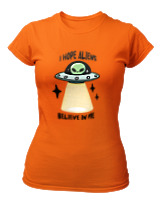 T-Shirt Στενή Γραμμή Γυναικείο - Aliens Believe In Me - Color Thumbnail Πορτοκαλί