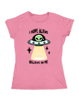 Κοριτσίστικο Κοντομανικο Παιδικό - Aliens Believe In Me - Color Thumbnail Ροζ