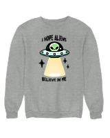 Φούτερ χωρίς κουκούλα Αντρικό - Aliens Believe In Me - Color Thumbnail Γκρι Μελανζέ