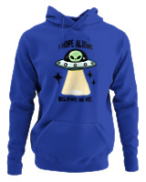 Φούτερ με κουκούλα Γυναικείο - Aliens Believe In Me - Color Thumbnail Μπλε Ρουά