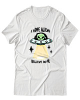 T-Shirt  Γυναικείο - Aliens Believe In Me - Color Thumbnail Άσπρο