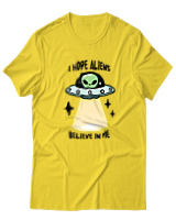 T-Shirt  Γυναικείο - Aliens Believe In Me - Color Thumbnail Κίτρινο Χρυσό
