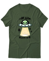 T-Shirt  Γυναικείο - Aliens Believe In Me - Color Thumbnail Κυπαρισσί