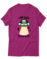 T-Shirt  Γυναικείο - Aliens Believe In Me - Color Thumbnail Φούξια