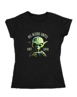 Κοριτσίστικο Κοντομανικο Παιδικό - Aliens First Coffee - Color Thumbnail Μαύρο