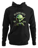 Φούτερ με κουκούλα Αντρικό - Aliens First Coffee - Color Thumbnail Μαύρο