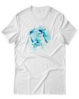 T-Shirt Αντρικό - Aliens Swimming In Space - Color Thumbnail Άσπρο