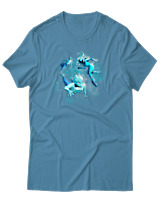 T-Shirt Αντρικό - Aliens Swimming In Space - Color Thumbnail Τιρκουάζ