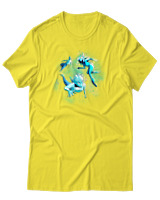 T-Shirt Αντρικό - Aliens Swimming In Space - Color Thumbnail Κίτρινο