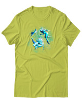 T-Shirt Αντρικό - Aliens Swimming In Space - Color Thumbnail Λαχανί