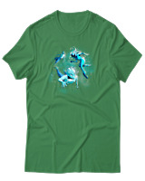 T-Shirt Αντρικό - Aliens Swimming In Space - Color Thumbnail Πράσινο