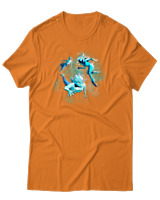T-Shirt Αντρικό - Aliens Swimming In Space - Color Thumbnail Πορτοκαλί