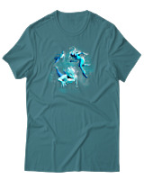 T-Shirt Αντρικό - Aliens Swimming In Space - Color Thumbnail Μπλε Πράσινο