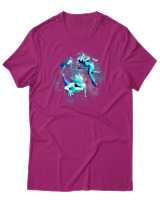 T-Shirt Αντρικό - Aliens Swimming In Space - Color Thumbnail Φουξια
