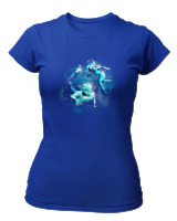 T-Shirt Στενή Γραμμή Γυναικείο - Aliens Swimming In Space - Color Thumbnail Μπλε Ρουά