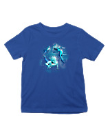 T-Shirt  Παιδικό - Aliens Swimming In Space - Color Thumbnail Μπλε Ρουά