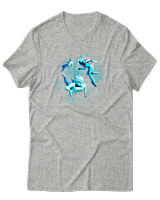 T-Shirt  Γυναικείο - Aliens Swimming In Space - Color Thumbnail Γκρί Μελανζέ