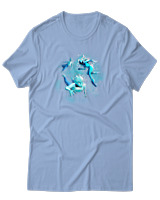 T-Shirt  Γυναικείο - Aliens Swimming In Space - Color Thumbnail Γαλάζιο