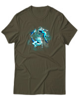 T-Shirt  Γυναικείο - Aliens Swimming In Space - Color Thumbnail Χακί