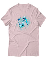 T-Shirt  Γυναικείο - Aliens Swimming In Space - Color Thumbnail Απαλό Ροζ