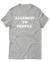 T-Shirt Unisex - Allergic To People - Color Thumbnail Γκρι Μελανζέ