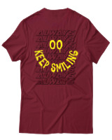 T-Shirt Αντρικό - Always Keep Smiling - Color Thumbnail Σκούρο Κόκκινο