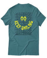 T-Shirt Αντρικό - Always Keep Smiling - Color Thumbnail Μπλε Πράσινο