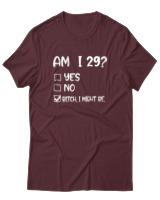 T-Shirt  Γυναικείο - Am I 29  - Color Thumbnail Μπορντό