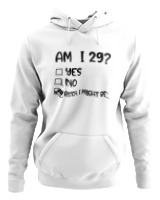 Φούτερ με κουκούλα Αντρικό - Am I 29  - Color Thumbnail ΄Ασπρο
