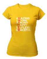T-Shirt Στενή Γραμμή Γυναικείο - Amazing Mother - Color Thumbnail Χρυσό Κίτρινο