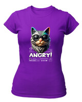 T-Shirt Στενή Γραμμή - Angry - Color Thumbnail Σκούρο Μωβ