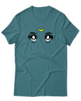 T-Shirt  Γυναικείο - Anime Girl Eyes - Color Thumbnail Μπλέ Πράσινο