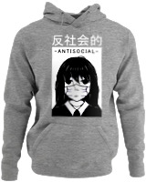 Φούτερ με κουκούλα - Antisocial Girl - Color Thumbnail Γκρι Μελανζέ