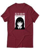 T-Shirt Αντρικό - Antisocial Girl - Color Thumbnail Σκούρο Κόκκινο