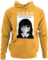 Φούτερ με κουκούλα - Antisocial Girl - Color Thumbnail Κίτρινο Χρυσό