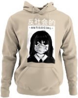Φούτερ με κουκούλα - Antisocial Girl - Color Thumbnail Μπέζ