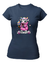 T-Shirt Στενή Γραμμή Γυναικείο - Anxious - Color Thumbnail Σκούρο Μπλε