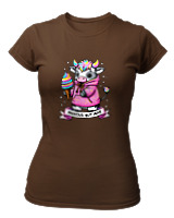 T-Shirt Στενή Γραμμή Γυναικείο - Anxious - Color Thumbnail Καφέ