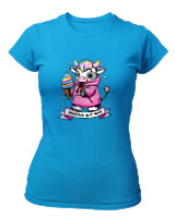T-Shirt Στενή Γραμμή Γυναικείο - Anxious - Color Thumbnail Τιρκουάζ
