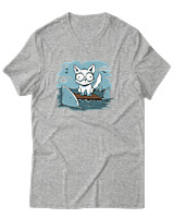 T-Shirt Αντρικό - Anxious Cat - Color Thumbnail Γκρι Μελανζέ