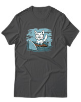 T-Shirt Αντρικό - Anxious Cat - Color Thumbnail Ανθρακί