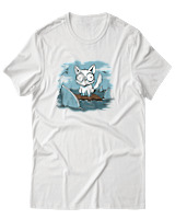 T-Shirt Αντρικό - Anxious Cat - Color Thumbnail Άσπρο