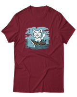 T-Shirt Αντρικό - Anxious Cat - Color Thumbnail Σκούρο Κόκκινο