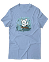 T-Shirt Αντρικό - Anxious Cat - Color Thumbnail Γαλάζιο