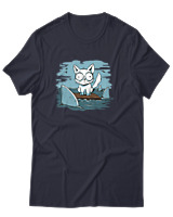 T-Shirt Αντρικό - Anxious Cat - Color Thumbnail Σκούρο Μπλε