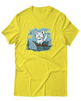 T-Shirt Αντρικό - Anxious Cat - Color Thumbnail Κίτρινο