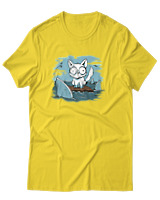 T-Shirt Αντρικό - Anxious Cat - Color Thumbnail Χρυσό Κίτρινο
